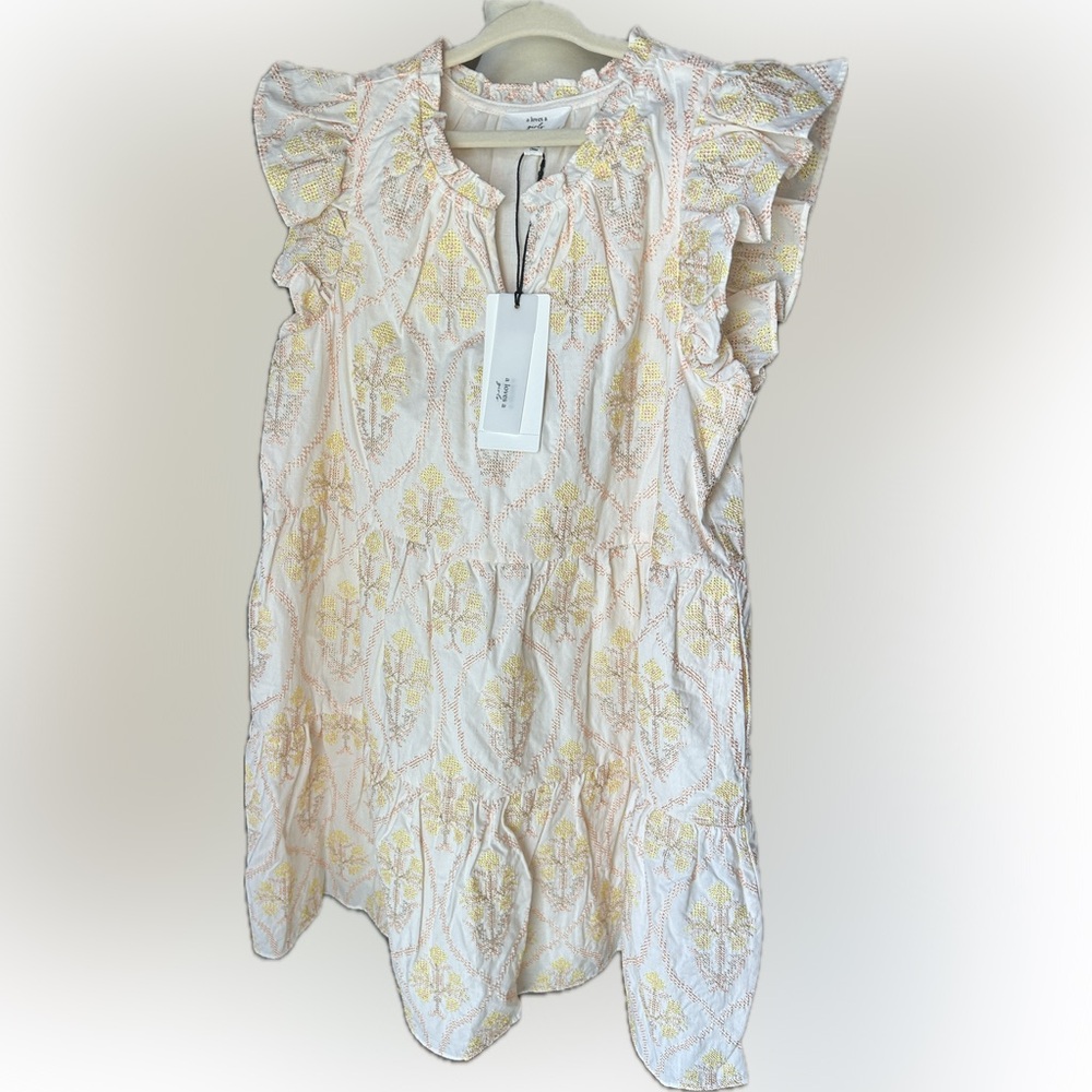A LOVES A: NWT GIRLS Ruffle Cap Sleeve Embroidered Dress